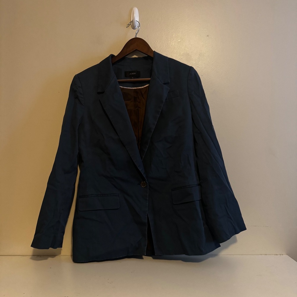 Reimagined by J. Crew Men's 8 Dark Blue Brown Single Button Blazer Cotton Fall